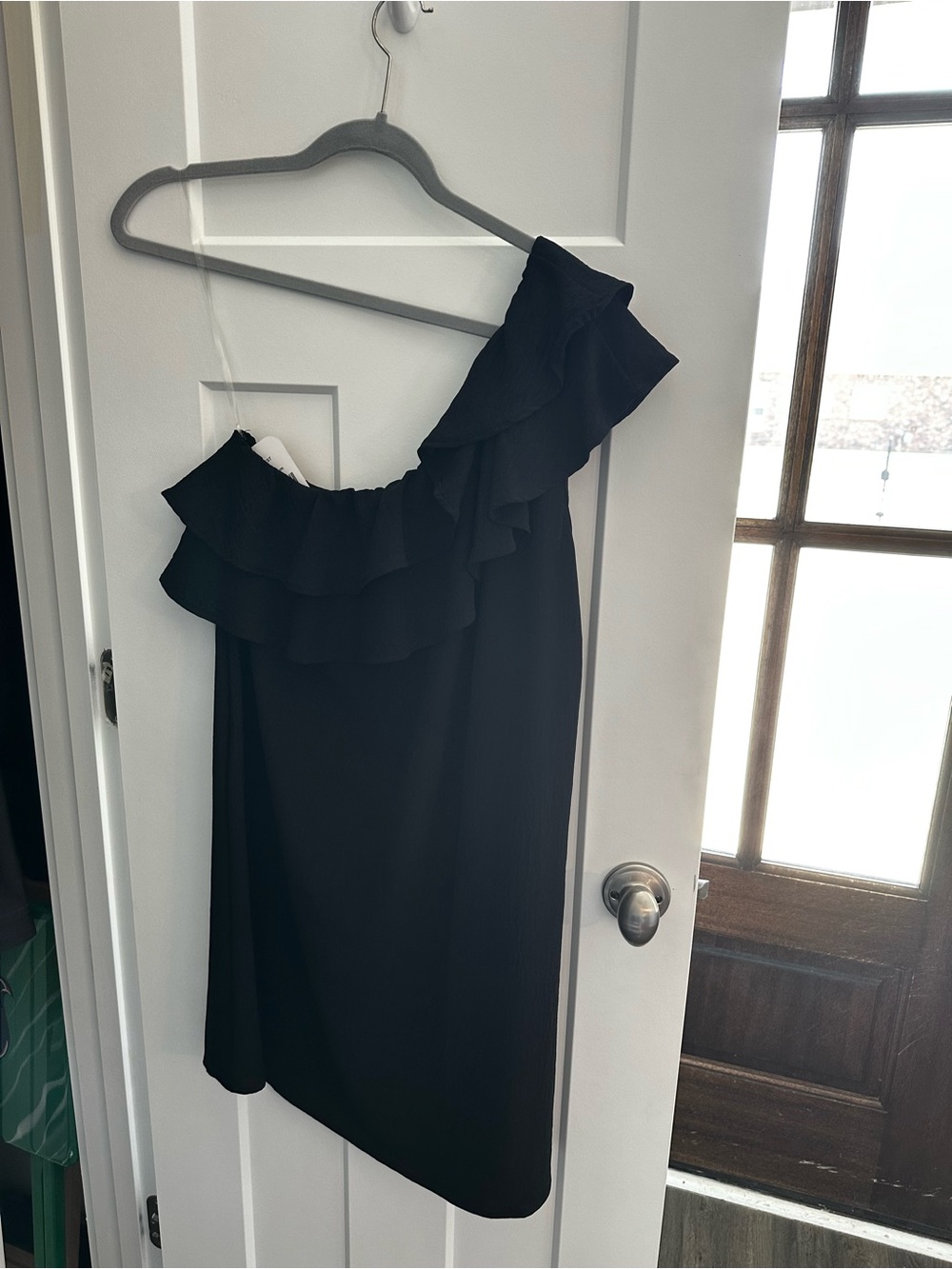 NWT Black One-Shoulder Ruffle Dress